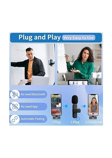 Profesyonel Kablosuz Mikrofon, Iphone, Ipad, Kablosuz Yaka Yaka Çok Yönlü Kondenser Kayıt Mikrofonu Video Kaydı, Canlı Yayın, Röportaj Podcast Vlog Youtube Tiktok indirimleri