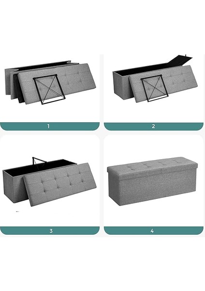 Depolama Alanlı Tabure, 110 x 38 x 38 Cm, 300 Kg'a Kadar Dayanıklı, Açık Gri LSF71G indirimleri