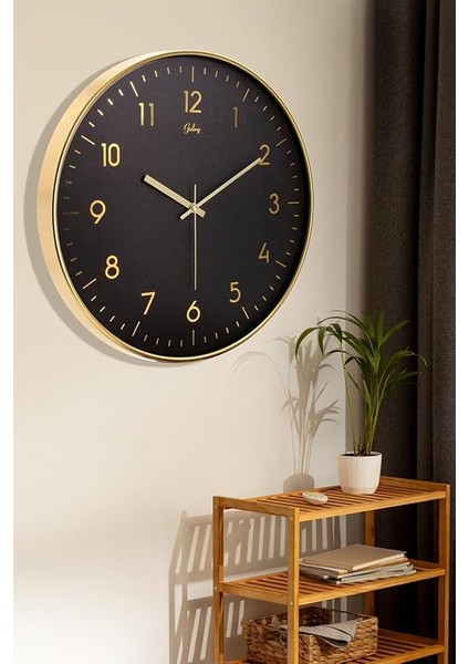 717-A-4 Serisi Klasik Rakamlı Metal Görünümlü Sessiz Akar Modern Duvar Saati 40 cm