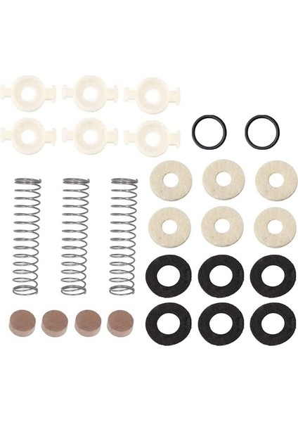 Trompet Onarım Kiti 6 Piston Valfi Kılavuzları 12 Keçe Rondela 4 Su Anahtarı Tükürük Valfi Mantar Pedi 3 Yay 2 O Halka Tampon Tıpası Trompet Valf Yedek Parçaları Içerir