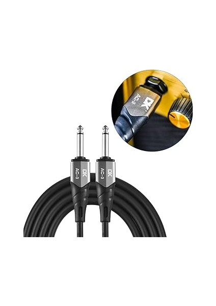 Gitar Ara Kablosu 3.0 10FT Enstrüman Kablosu Gürültü Azaltma O Kablo 6.35MM Erkek Jack O Kablosu Elektro Gitar Bas Için Ac-03 indirimleri