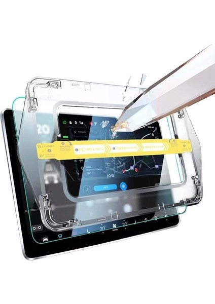 Tesla Model Y Juniper ile Uyumlu Araç Multimedya Ekran Koruyucu 9h Sert Temperli Cam Koruma Ar Oleofobik Uygulama Aparatlı