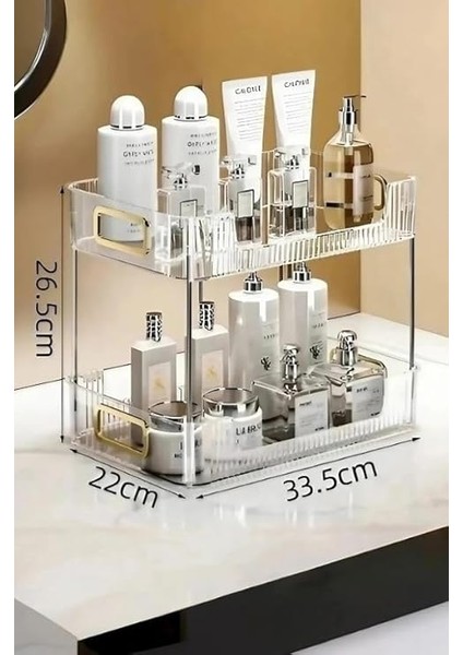 Hanem 2 Katlı Banyo Mutfak Ofis ve Makyaj Düzenleyici Çok Amaçlı Masa Organizer Gümüş fiyatları