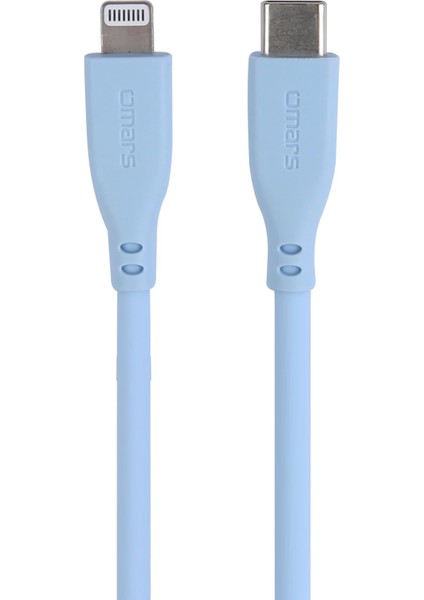Usb-C To Mfı Lightning iPhone Silikon Pd Hızlı Şarj Kablosu Mavi
