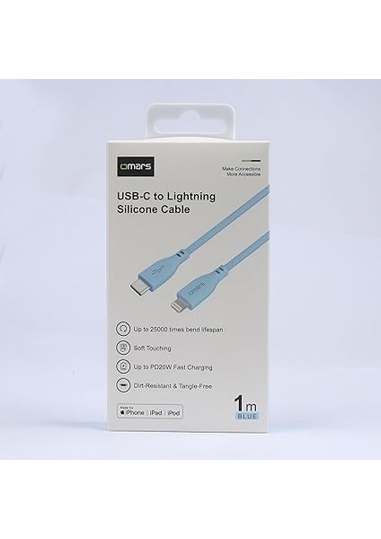 Usb-C To Mfı Lightning iPhone Silikon Pd Hızlı Şarj Kablosu Mavi modelleri