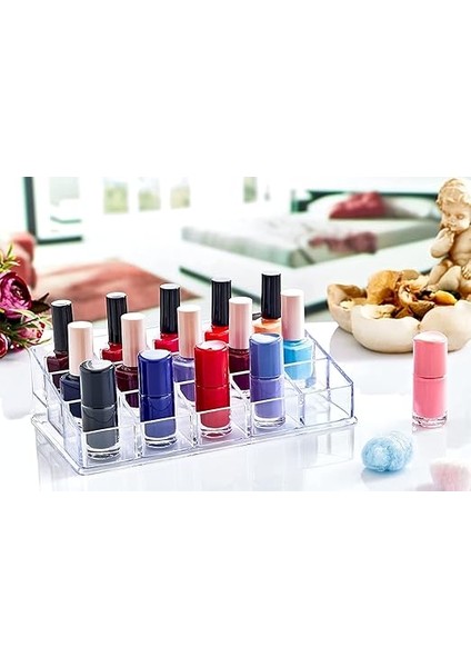 15 Gözlü Akrilik Ojelik ve Makyaj Organizeri - 15 Gözlü Akrilik Rujluk ve Makyaj Organizeri modelleri