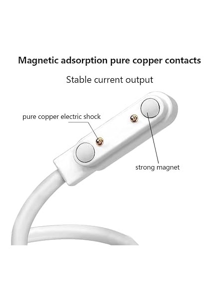 Manyetik Milkywatch Çocuk Saati Şarj Kablosu, 2.4A Hızlı Şarj, 7.62MM 2 Pim Universal, 0.6 Metre Kablo, Akım Korumalı, NRT-50104, Beyaz modelleri