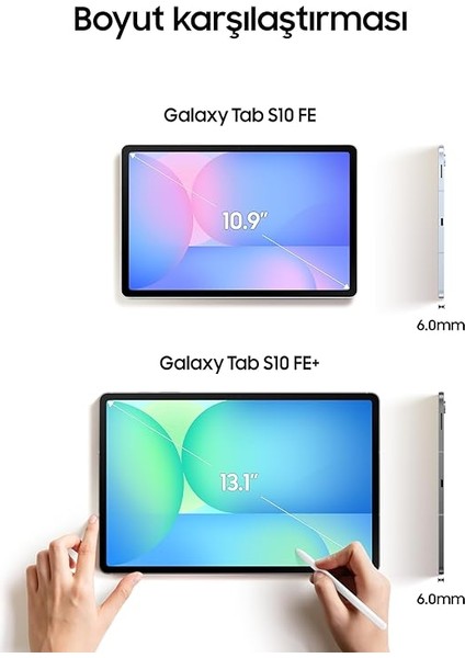 Galaxy Tab S10 Fe, Wi-Fi Android Tablet, 8gb Ram, 128GB Depolama, 10.9 Inç, 90Hz Ekran, S Pen Dahil, IP68, 8000MAH Batarya, Gri (Samsung Türkiye Garantili) indirimleri