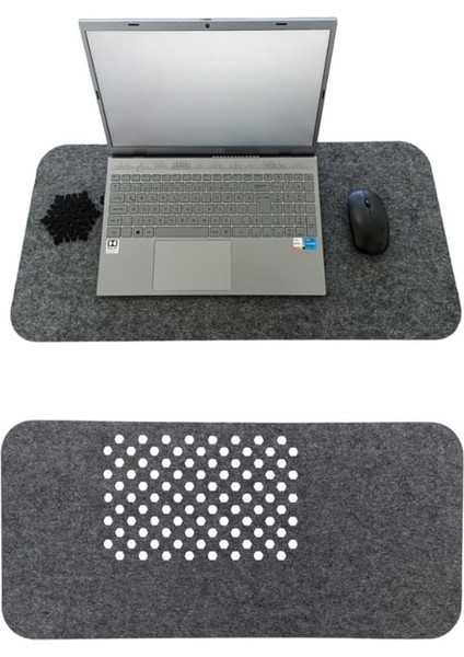 Keçe Masa Üstü Mouse Pad ve Bilgisayar Düzenleyici 70X32 cm – Antibakteriyel Mat, Doğal Keçe Mat, Masa Koruyucu Altlık, Ofis ve Ev Için Minimalist Tasarım (Koyu Gri)