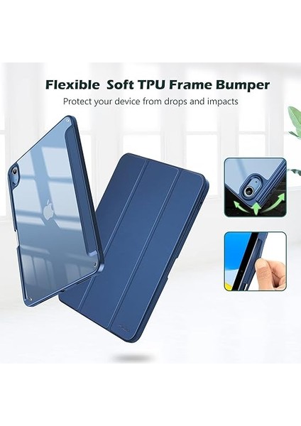 iPad 10. Nesil Için Kılıf, 2022 10,9 Inç Kalem Tutuculu, Darbeye Dayanıklı Akıllı Kılıf, Şeffaf Arka Kapak Koruyucu Kılıf, iPad 10. Nesil Lacivert ile Uyumlu fırsatları