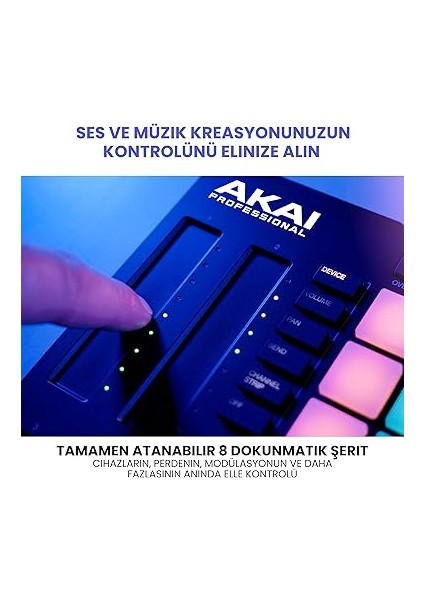 Professional APC64 Ableton Mıdı Kontrol Cihazı, 8 Dokunmatik Şerit, Adım Sıralayıcı, 64 Rgb Hıza Duyarlı Pedler, Cv Kapıları, Mıdı Giriş ve Çıkış, Usb-C modelleri