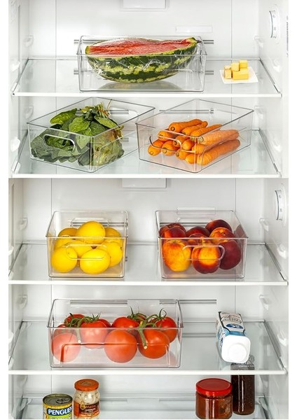 Kırılmaz Ultra Dayanıklı Buzdolabı Düzenleyici Organizer Kutu Şeffaf - 30X21X9 cm