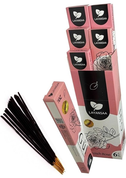 French Rose (Kırmızı Gül - Gulab) Kokusu Agarbatti Özel Aroma Kokusu 20 Adet 1 Paket Çubuk Tütsü