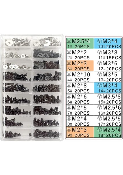 Pc Vidaları Çeşitli Set M2 M3 M2.5 Bilgisayar Vidaları HDD M.2 SSD Vidaları Evrensel Laptop Pc Bilgisayar Onarımı Için 355 Adet
