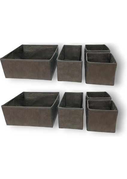 Room Antrasit 8'li Çekmece Içi Düzenleyici Organizer Set - Çok Amaçlı Dolap Içi Kutu Seti