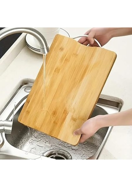 Metal Saplı Bambu Kesme Tahtası Antibakteriel Yıkanabilir Doğrama Tahtası Dikdörtgen 34X24 cm indirimleri