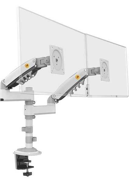 Nb H180 Çift Kol Profosyonel Amortisörlü 17"-27" Uyumlu Monitör Standı (Beyaz)
