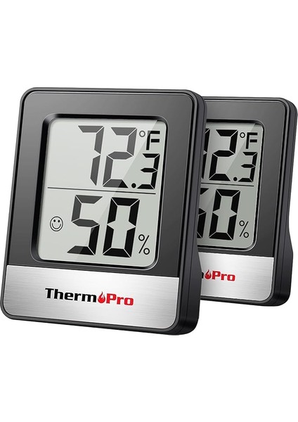 TP49 2 Parça Dijital Higrometre Iç Mekan Termometresi Nem Ölçer Oda Termometresi Sıcaklık ve Nem Monitörü ile Mini Higrometre Termometre Siyah Hava Istasyonu