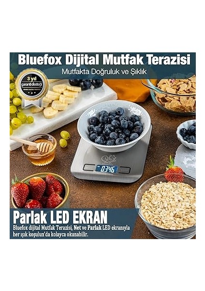 Dijital Mutfak Terazisi - Paslanmaz Çelik Yüzeyli Hassas Mutfak Tartısı - Dara Işlevi, LED Ekran, 5 Birim Dönüştürme ve Otomatik Kapanma Özellikli - 5 kg Tartı Kapasitesi fiyatları