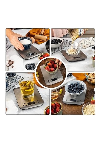 Dijital Mutfak Terazisi - Paslanmaz Çelik Yüzeyli Hassas Mutfak Tartısı - Dara Işlevi, LED Ekran, 5 Birim Dönüştürme ve Otomatik Kapanma Özellikli - 5 kg Tartı Kapasitesi indirimleri