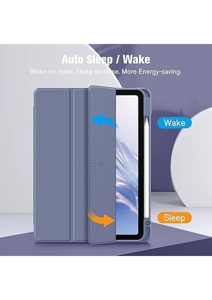 iPad Air 11" M3 (2025)/M2 (2024), iPad Air 5. Nesil (2022) / iPad Air 4. Nesil (2020) 10.9 Inç Için Hibrit Ince Kılıf - Darbeye Dayanıklı Kılıf, Şeffaf Arka Kabuk ve Kalem Tutucu, Bulutlu Mavi modelleri