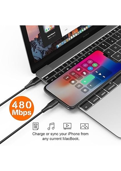 Omars Type-C iPhone Lightning Hızlı Şarj Kablosu Beyaz 1.8 Metre fırsatları