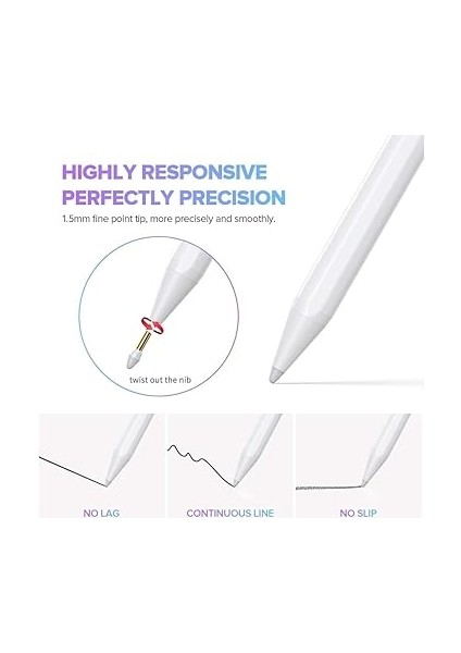 Stylus Kapasitif Dokunmatik Kalem Tüm Cihazlar Telefon ile Uyumlu Çizim Tasarım Tablet Kalemi Beyaz indirimleri
