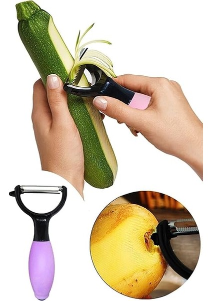 Pratik Renkli Silikon Saplı Çift Başlıklı Tombul Soyacak Çelik Meyve Sebze Soyacağı fiyatları