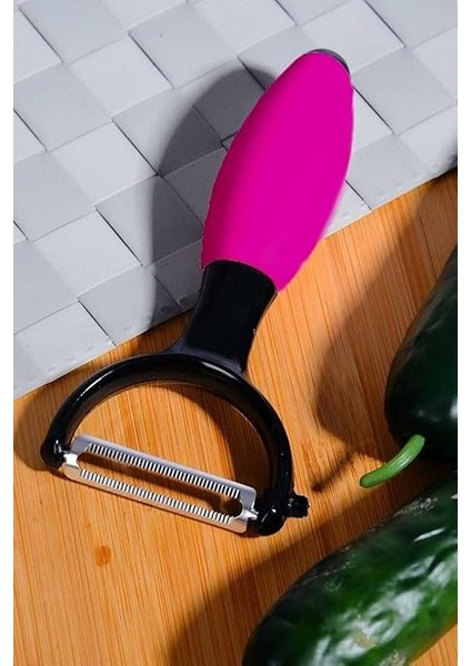 Pratik Renkli Silikon Saplı Çift Başlıklı Tombul Soyacak Çelik Meyve Sebze Soyacağı fırsatları