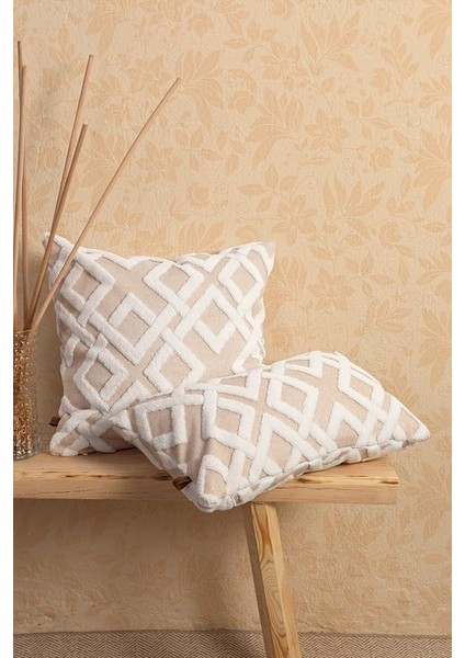 Jakarlı Kırlent 28X50 cm Mila Bej modelleri