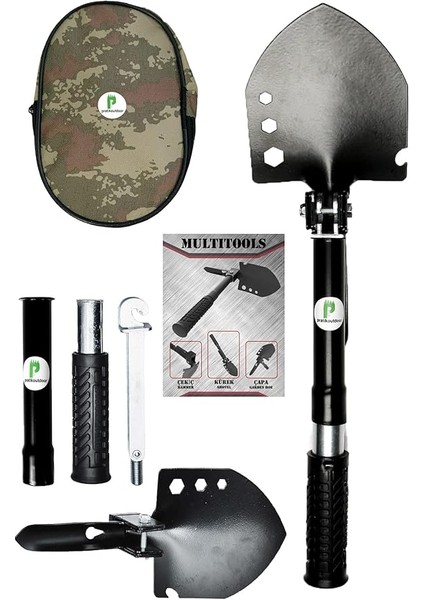 Katlanır Kamp Küreği, Çekiç, Çapa, Multitool Kürek Seti