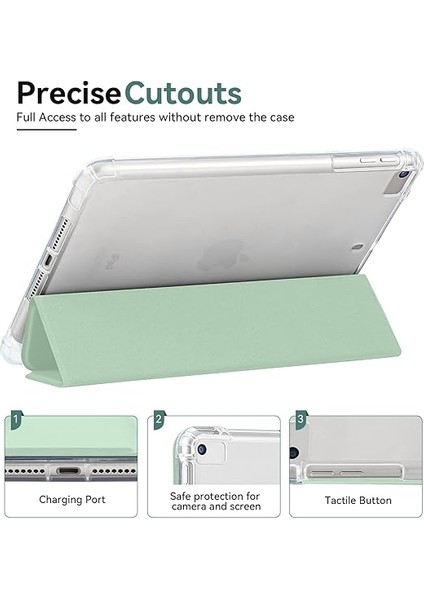 Kılıf Için iPad Mini 5.4.3.2.1 Nesil 7,9 Inç ile Pencil Tutucu, Ince Hafif Koruyucu Kılıf, Yumuşak Tpu Şeffaf Mat Arka Kabuk Kapak Için iPad Mini 7,9, Otomatik Uyku/uyanma (Nane Yeşili) indirimleri