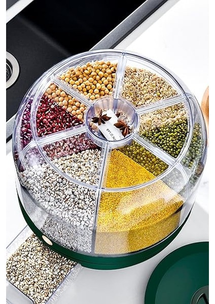 360° Dönebilen Kuru Gıda ve Bakliyat Organizeri 6 Bölmeli Hava Geçirmez Saklama Kabı 6 Lt fırsatları