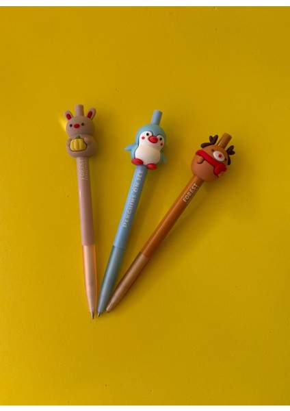 3'lü Hayvan Figürlü 0.7 Uçlu Versatil Kalem Seti | Sevimli ve Eğlenceli Tasarım Kalem fiyatları