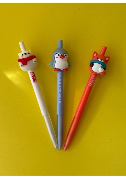 3'lü Hayvan Figürlü 0.7 Uçlu Versatil Kalem Seti | Sevimli ve Eğlenceli Tasarım Kalem modelleri