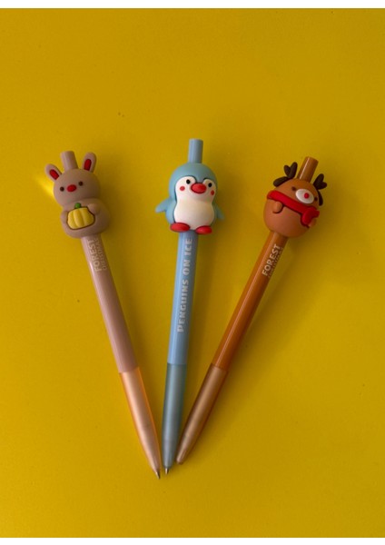 3'lü Hayvan Figürlü 0.7 Uçlu Versatil Kalem Seti | Sevimli ve Eğlenceli Tasarım Kalem fırsatları