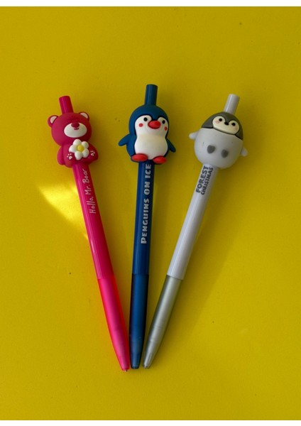 3'lü Hayvan Figürlü 0.7 Uçlu Versatil Kalem Seti | Sevimli ve Eğlenceli Tasarım Kalem indirimleri