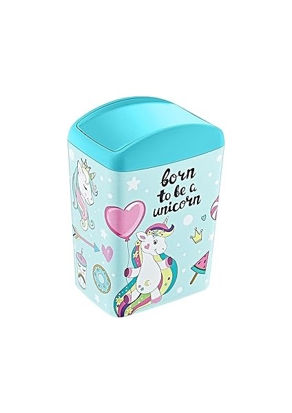 Soft Resimli Çöp Kutusu Döner Kapak 5 Lt Unicorn