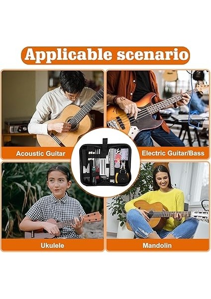 26 Adet Gitar Onarım Alet Seti: Gitar Bakım Temizleme Seti Bakım Seti Komple Alyan Anahtar Seti, Tel Düzenleyici, Gitar, Bas, Ukulele Için Gitar Alet Kiti modelleri