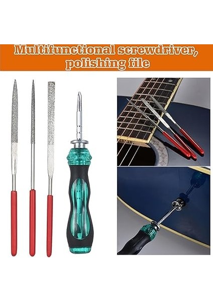 26 Adet Gitar Onarım Alet Seti: Gitar Bakım Temizleme Seti Bakım Seti Komple Alyan Anahtar Seti, Tel Düzenleyici, Gitar, Bas, Ukulele Için Gitar Alet Kiti indirimleri