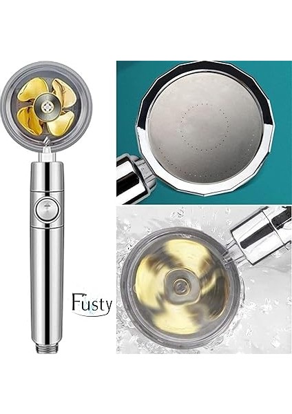 Turbo Pervaneli 360 Derece Döner Start Stop Tuşlu Duş Başlığı - Masaj Etkili Yüksek Basınçlı El Duşu indirimleri