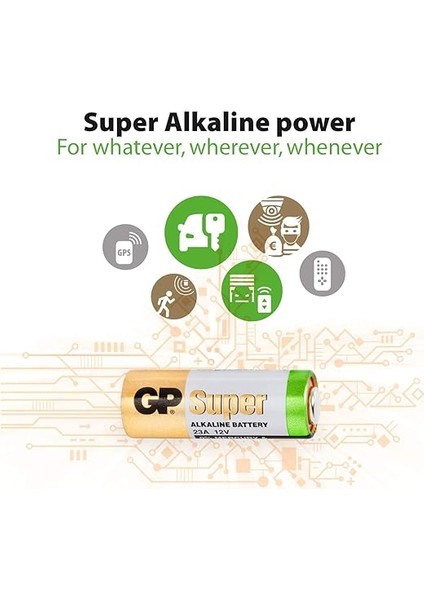 Batteries GP23A Süper Alkalin 23A/MN21/V23GA Boy Pil, 12 Volt, 5'li Kart, Bakır/beyaz/yeşil fiyatları