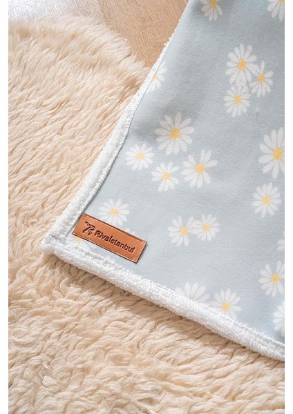Fluffy Bebek Battaniyesi 70X100 cm Yeşil Papatya Desen fırsatları