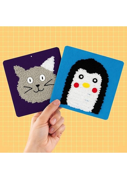 Gookıe Çocuklar Için Örgü Nakış Seti, Kedi ve Penguen Desenleri, El Sanatları Aktivite Kiti, 6+ Yaş