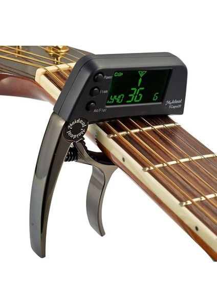TCAPO20 Hızlı Değişim Anahtar Capo Tuner Akustik Elektro Gitar Bas Kromatik Için Alaşım Malzeme