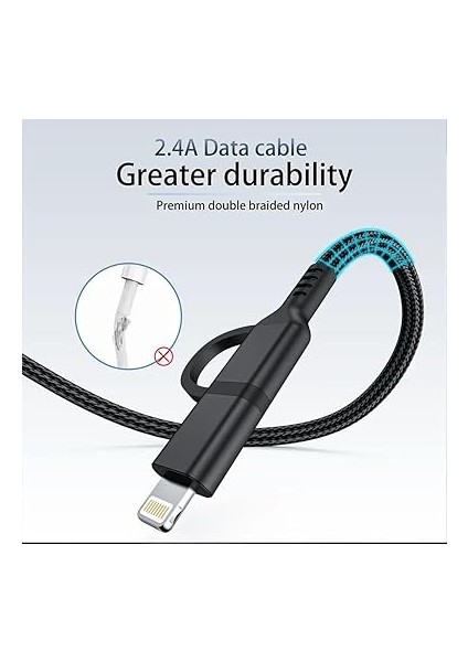 Pd 20W 2 In 1 Hızlı Şarj Kablosu 100 cm 2.4 A Lightning Type-C USB Type-C Çoklu Veri Data Kablosu indirimleri