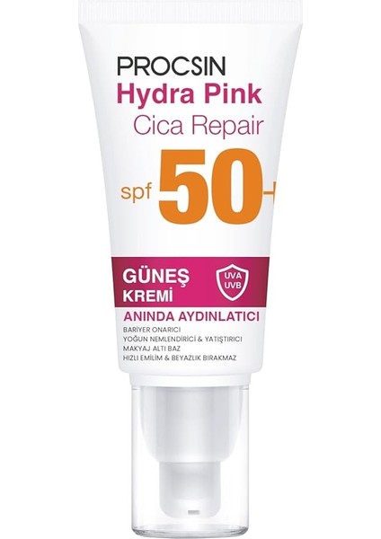 Hydra Block Pink Spf 50+ Güneş Kremi, Aydınlatıcı & Leke Karşıtı, Cam Cilt Etkisi, Tüm Cilt Tiplerine Uygun, 50 ml