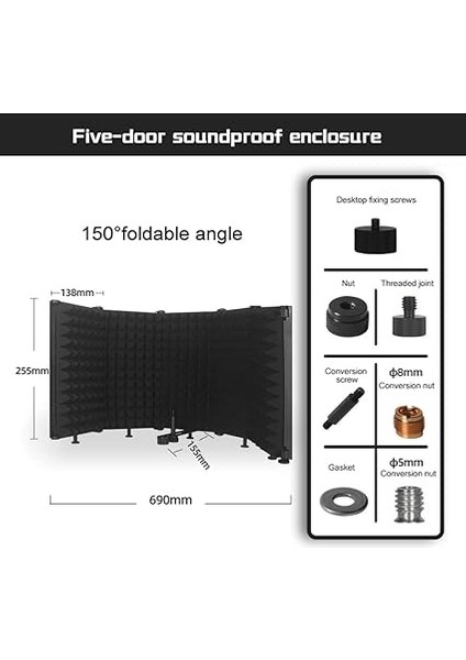 Katlanabilir Ayarlanabilir Ses Emici Vokal Paneli Taşınabilir Izolasyon Mikrofon Kalkanı Ses Geçirmez Plaka fiyatları