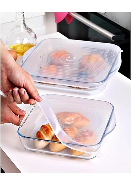 Streç Gıda Örtüsü Seti, 3 Paket, Dikdörtgen 40X27 Cm, Kare 32X28 cm ve 26X23 Cm, Yuvarlak 32 cm ve 26 Cm, Şeffaf fiyatları