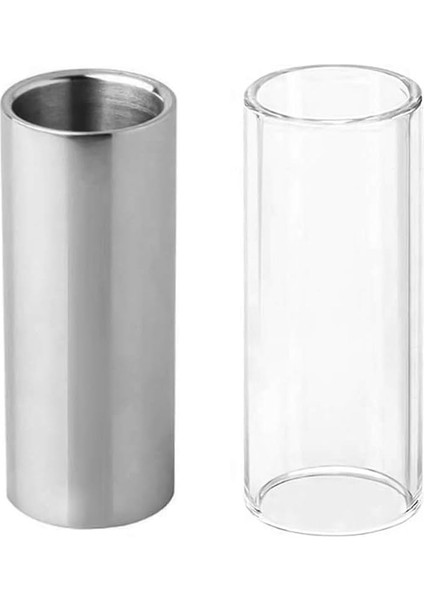 Guitar Slide Gitar Bas Için Cam Slayt Paslanmaz Çelik Slayt ile 2 Adet Gitar Parmak Slayt Kiti